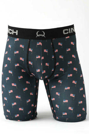 CINCH Men's 9" Blue Flag Boxer Briefs