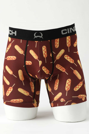 CINCH Men's 9" Burgundy Corn Dog Boxer Briefs