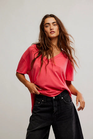 FREE PEOPLE Atlas Red Nina Tee