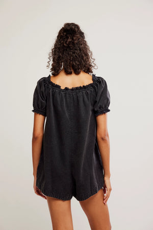 FREE PEOPLE We The Free Daisy Denim Babydoll Romper (Black)