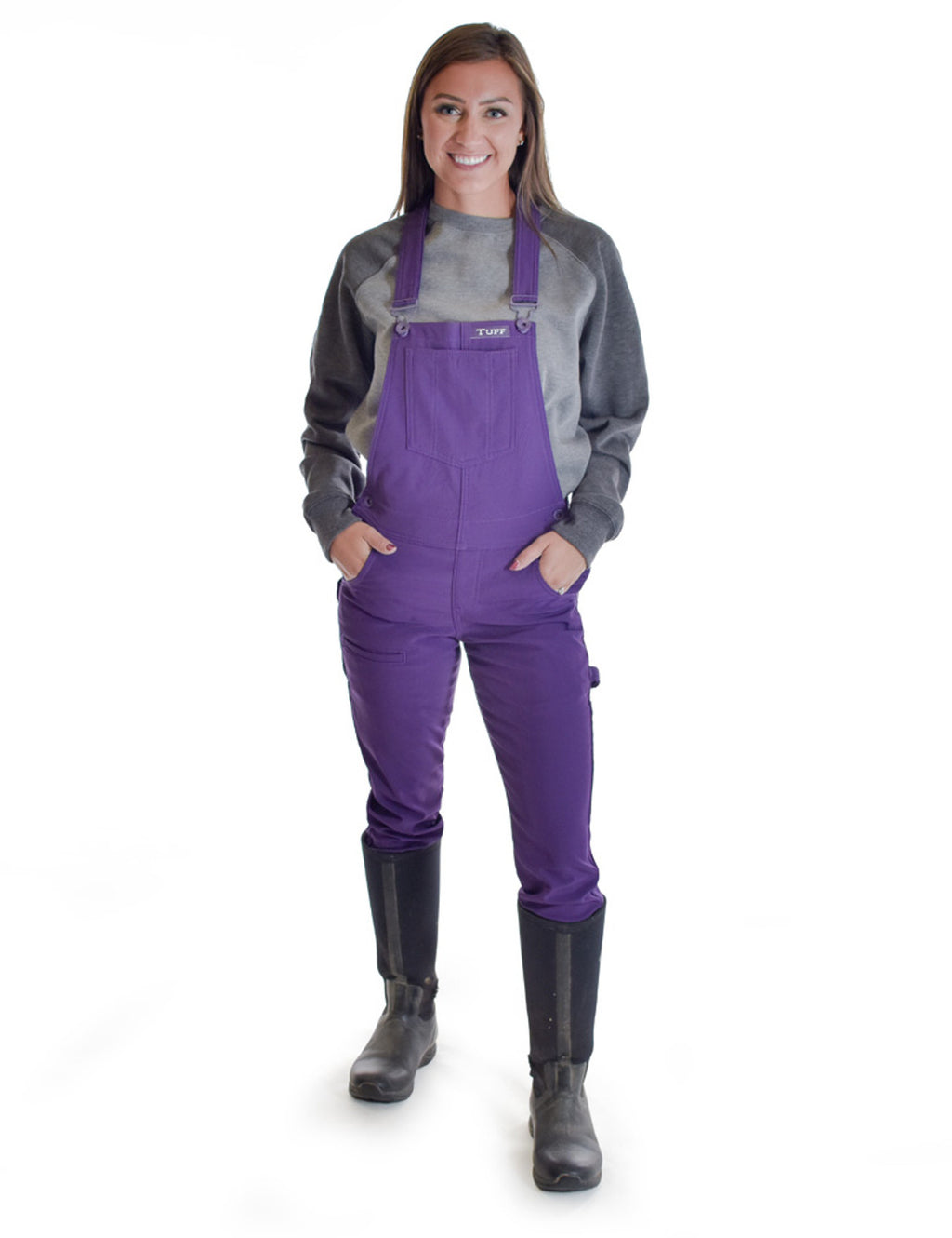 COWGIRL TUFF Work Hard Play Hard Purple Tuck In Bib Overall