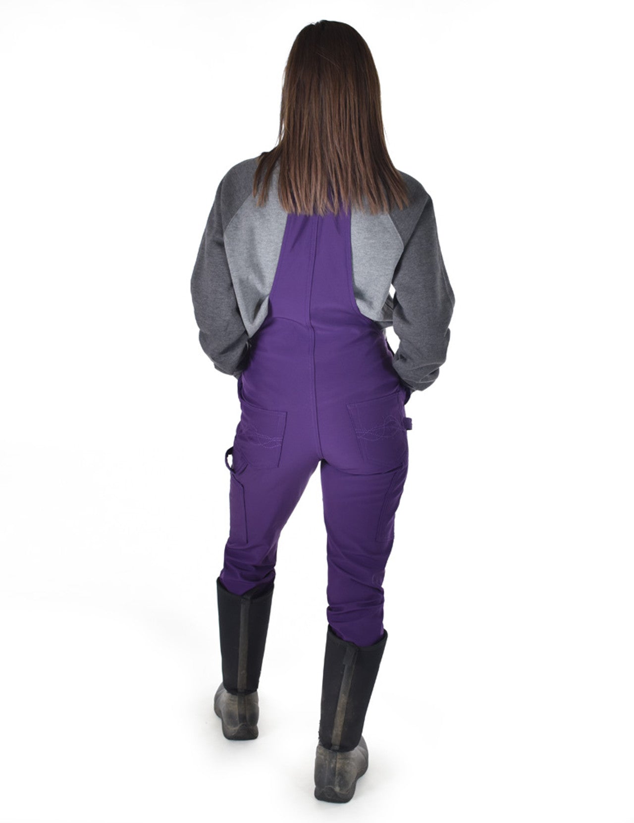 COWGIRL TUFF Work Hard Play Hard Purple Tuck In Bib Overall