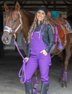 COWGIRL TUFF Work Hard Play Hard Purple Tuck In Bib Overall