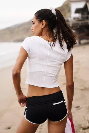 FREE PEOPLE White Tempo Ribbed Baby Tee