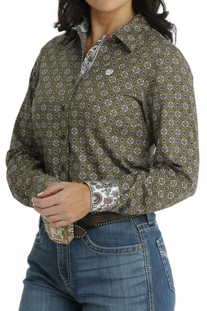 CINCH Women's Olive Button-Down Western Shirt