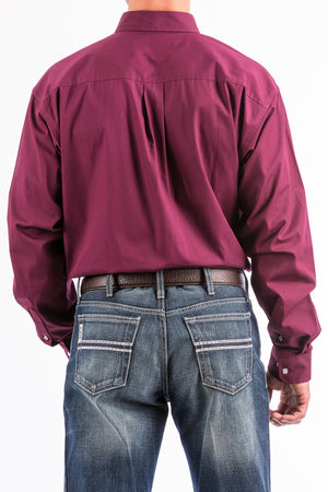 CINCH Men's Solid Burgundy Button-Down Western Shirt