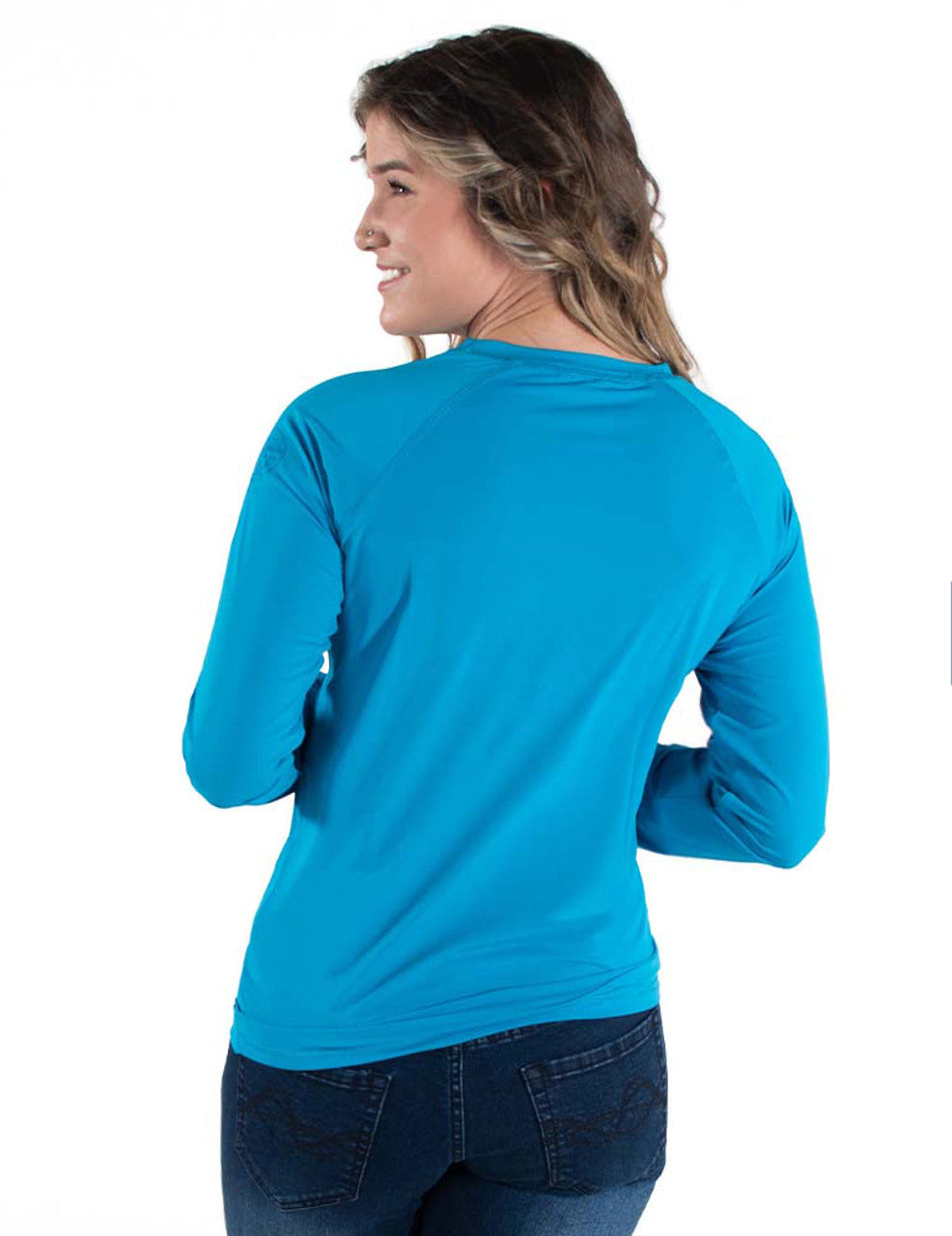 COWGIRL TUFF Women's Aqua Breathe Instant Cooling UPF Long Sleeve Raglan/Baseball Tee