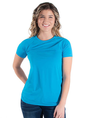 COWGIRL TUFF Women's Aqua Breathe Instant Cooling UPF Short Sleeve Raglan/Baseball Tee