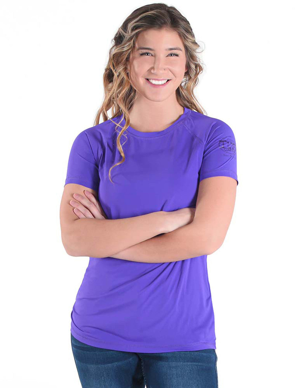 COWGIRL TUFF Women's Purple Breathe Instant Cooling UPF Short Sleeve Raglan/Baseball Tee