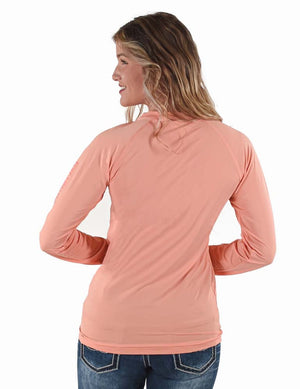 COWGIRL TUFF Women's Coral Breathe Instant Cooling UPF Long Sleeve Raglan/Baseball Tee