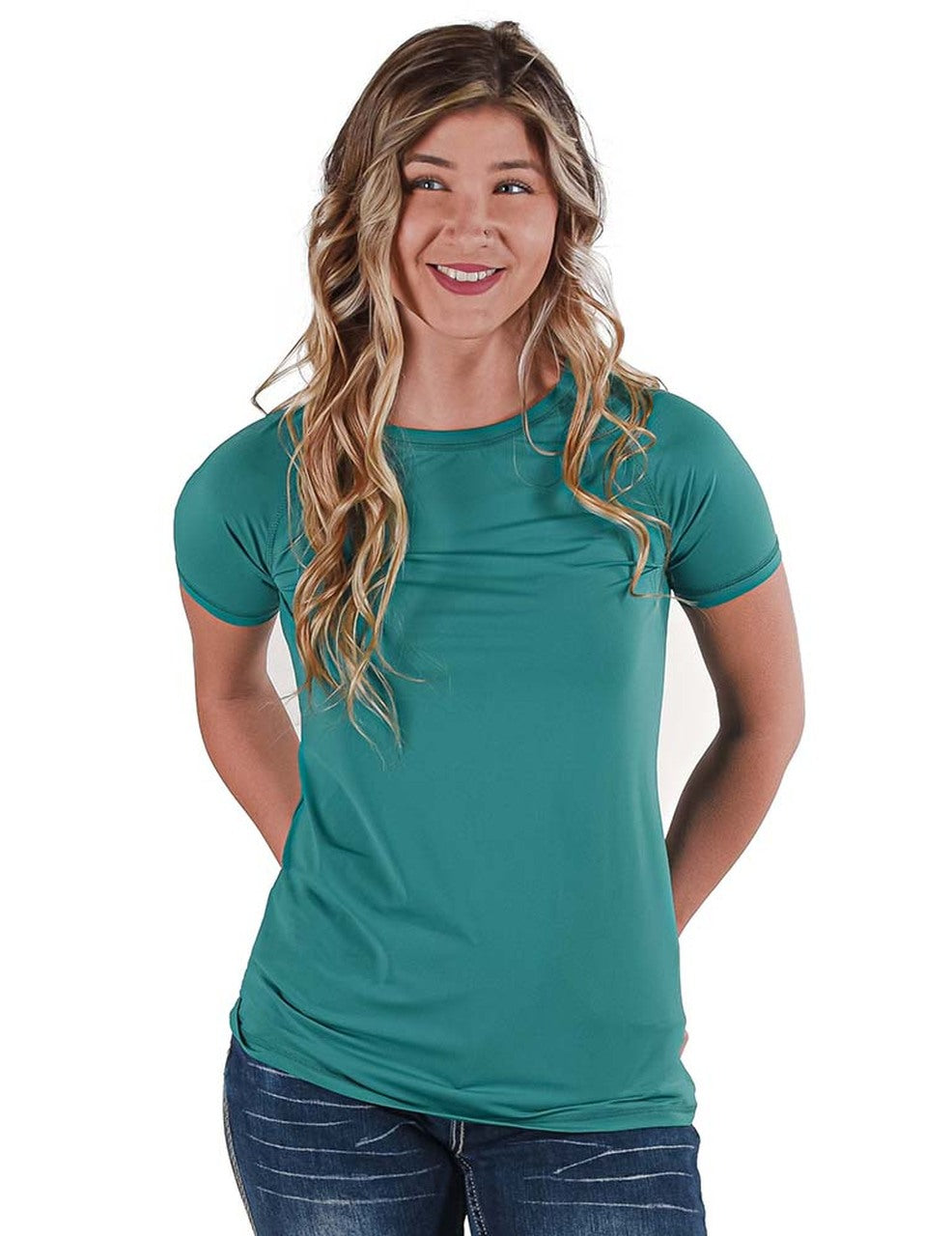 COWGIRL TUFF Women's Pine Breathe Instant Cooling UPF Short Sleeve Raglan/Baseball Tee