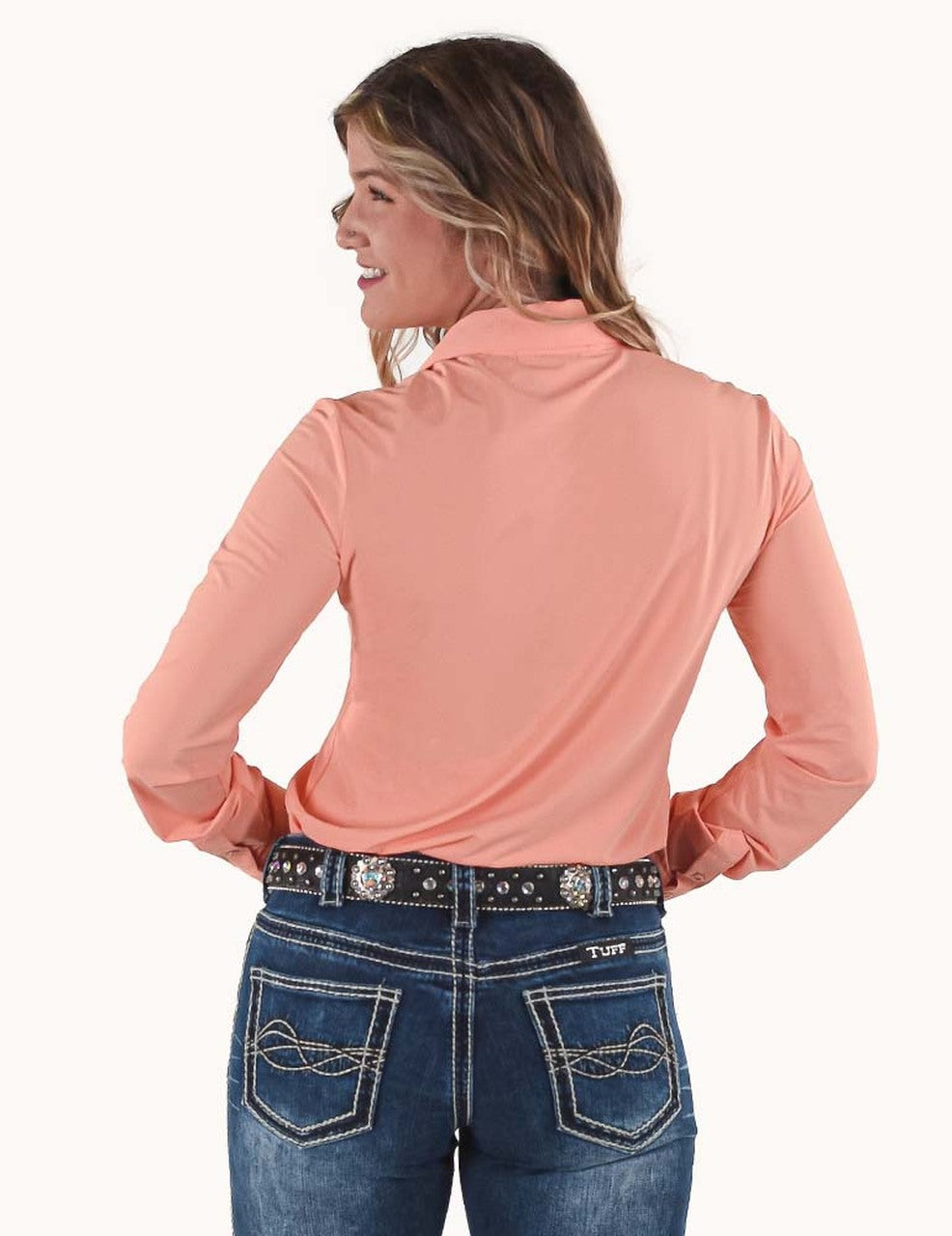 COWGIRL TUFF Women's Coral Breathe Cooling UPF Pullover Button-Down