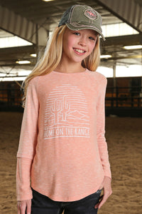 CRUEL GIRL Girl's Coral Long Sleeve Home On The Range Tee