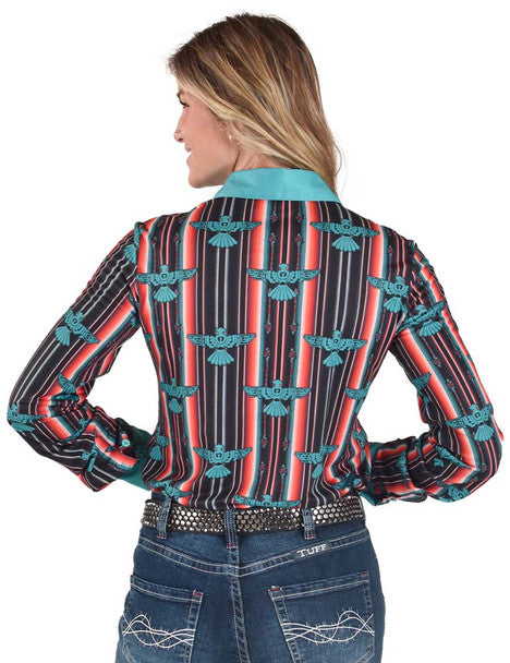 COWGIRL TUFF Women's Serape Thunderbird Pullover Button-Down