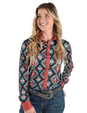 COWGIRL TUFF Women's Aztec Pullover Button-Down