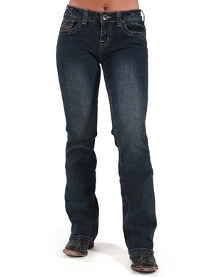 COWGIRL TUFF Women's Dark Wash Don't Fence Me In Jean