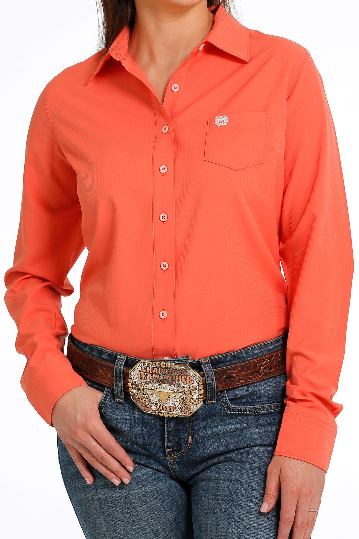 CINCH Women's ARENAFLEX Coral Button-Down Western Shirt