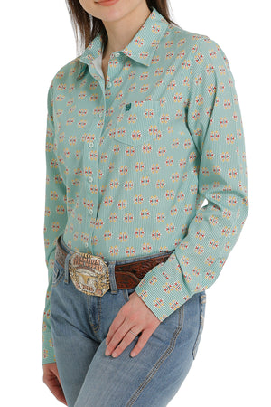 CINCH Women's ARENAFLEX Green Button-Down Western Shirt