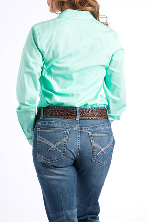 CINCH Women's Solid Mint Green Button-Down Western Shirt