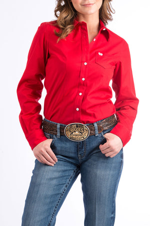 CINCH Women's Solid Red Button-Down Western Shirt