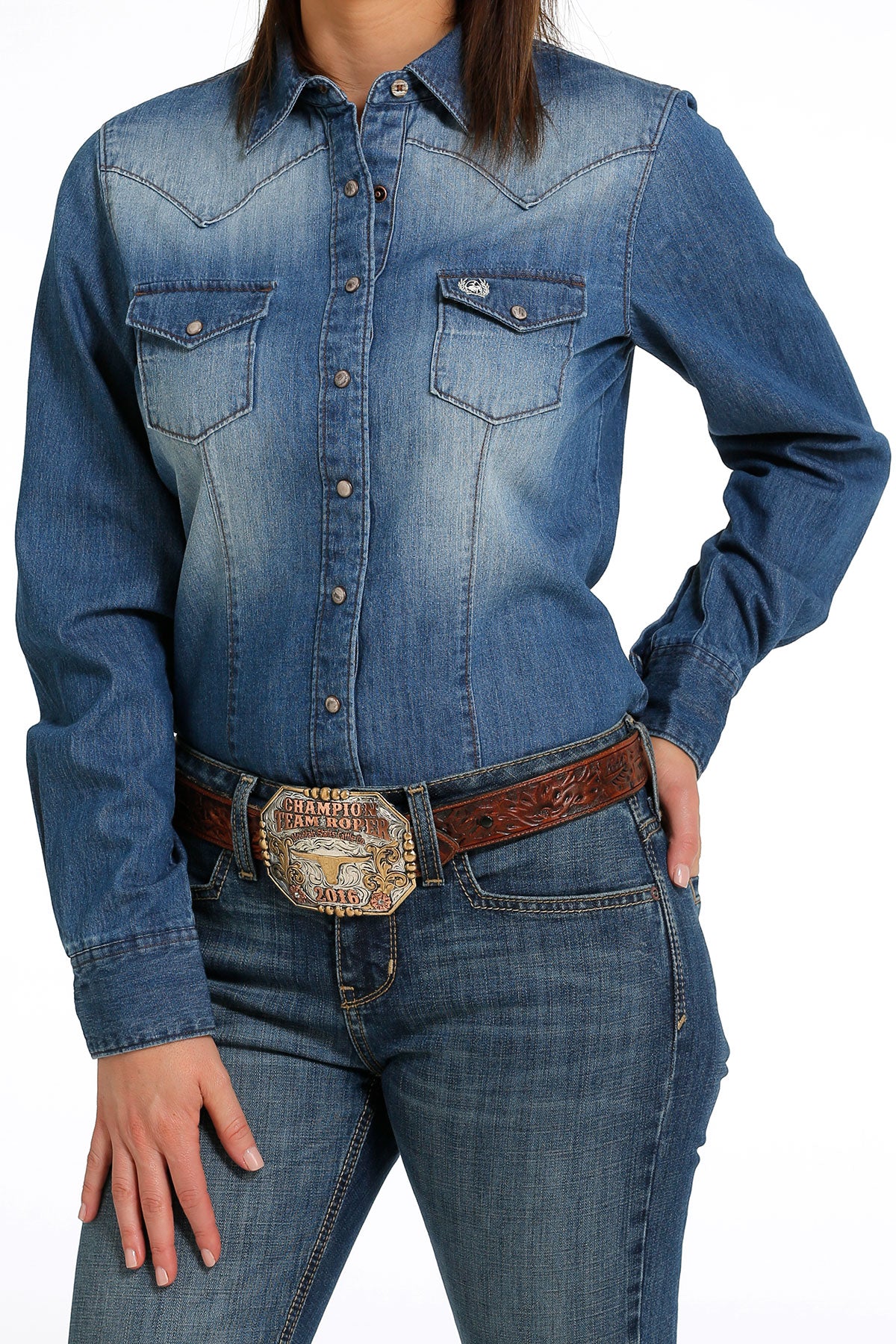 CINCH Women's Indigo Denim Snap Front Western Shirt