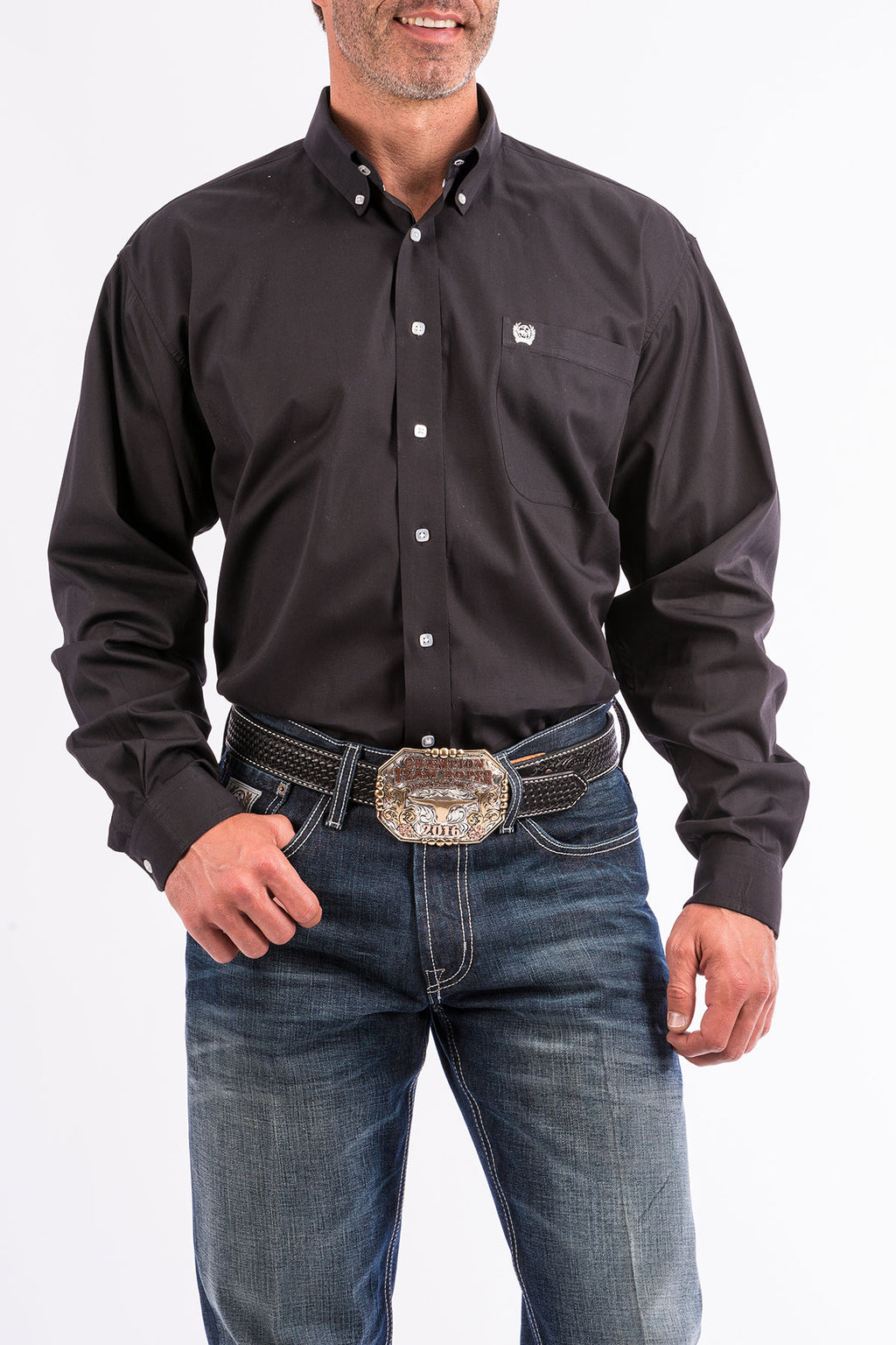 CINCH Men's Solid Black Button-Down Western Shirt