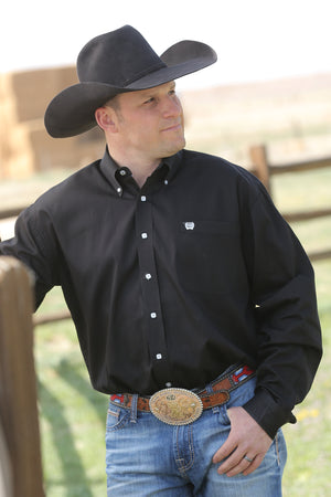 CINCH Men's Solid Black Button-Down Western Shirt