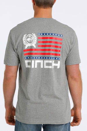 CINCH Men's Heather Grey Neck Logo Tee