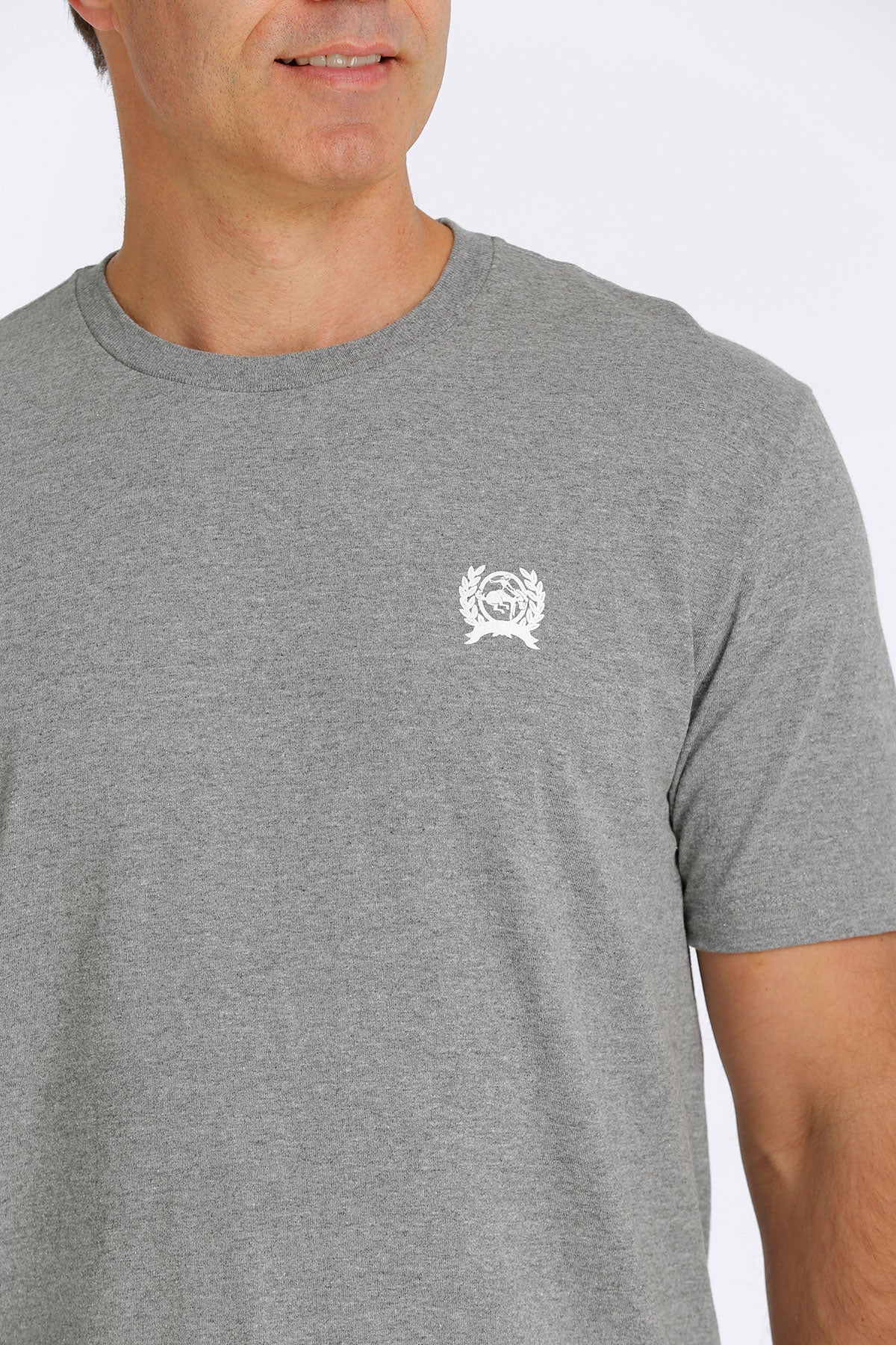 CINCH Men's Heather Grey Neck Logo Tee