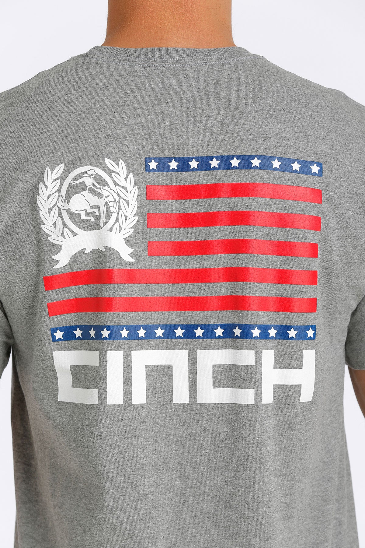 CINCH Men's Heather Grey Neck Logo Tee