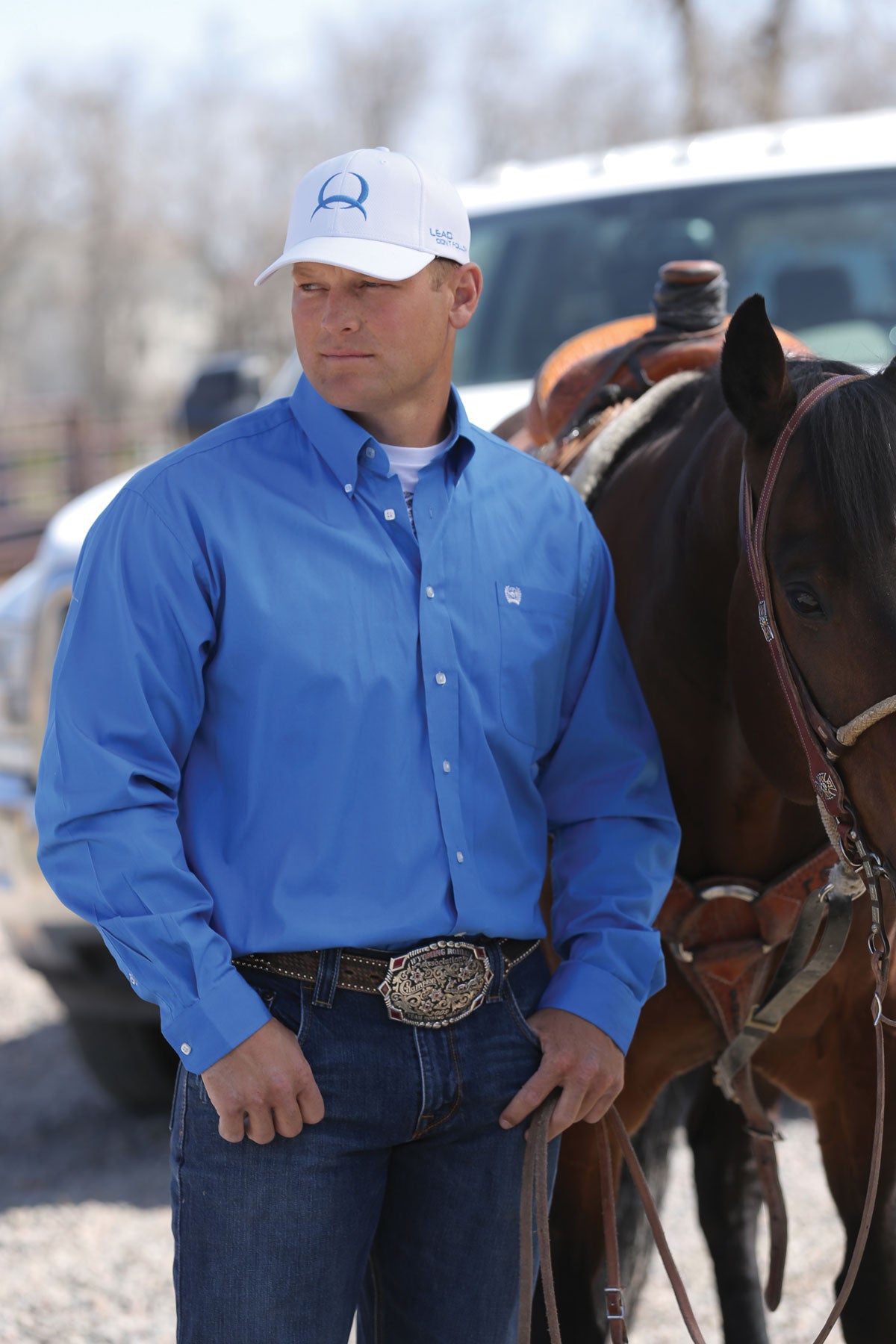 CINCH Men's Solid Blue Button-Down Western Shirt