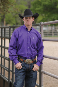 CINCH Men's Solid Purple Button-Down Western Shirt