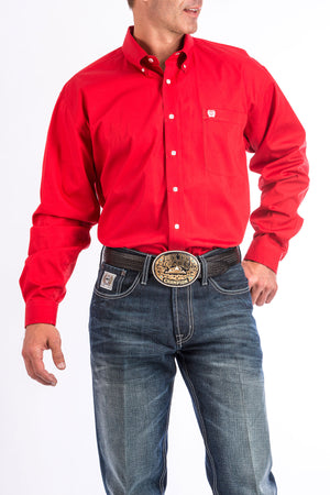 CINCH Men's Solid Red Button-Down Western Shirt