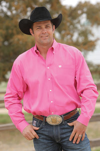 CINCH Men's Solid Pink Button-Down Western Shirt