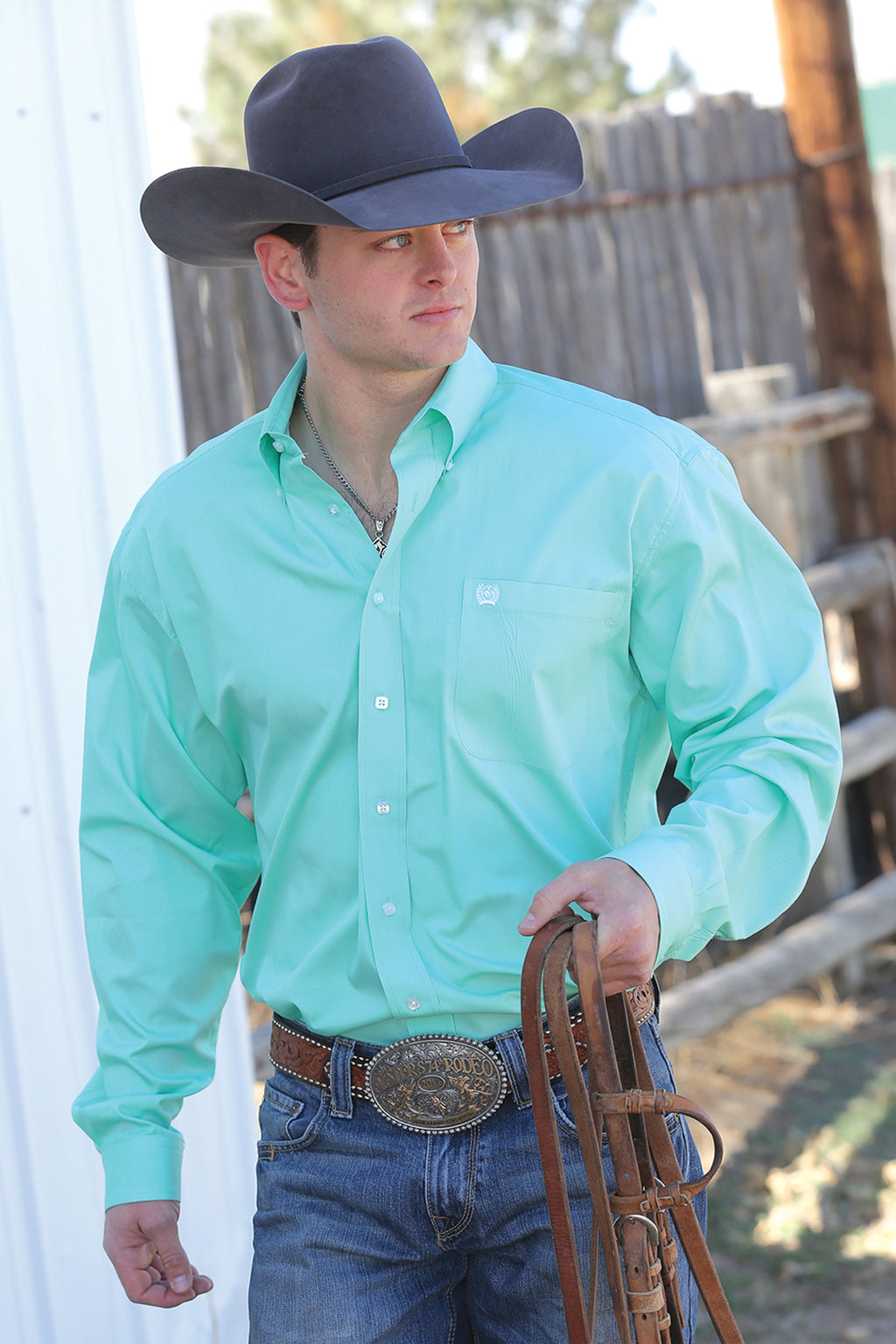 CINCH Men's Solid Mint Button-Down Western Shirt