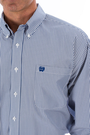 CINCH Men's Royal Blue Stripe Button-Down Western Shirt