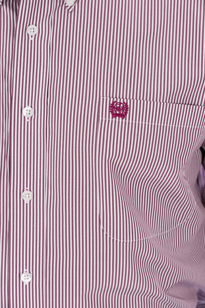 CINCH Men's Burgundy Stripe Button-Down Western Shirt