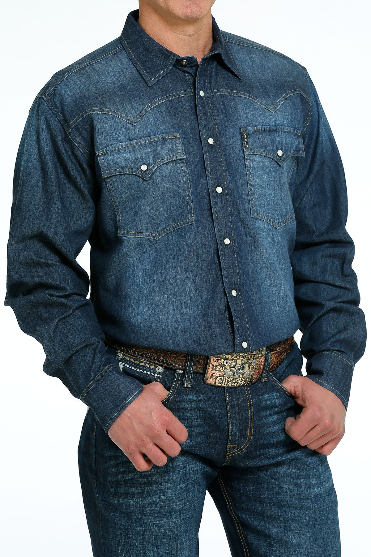 CINCH Men's Denim Snap Front Western Shirt