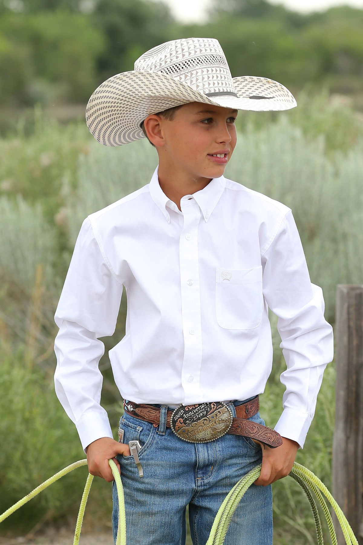 white cowboy dress shirt Roper Solid Poplin Snap