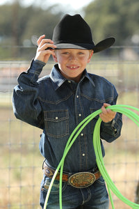 CINCH Boy's Long Sleeve Denim Button-Down Western Shirt